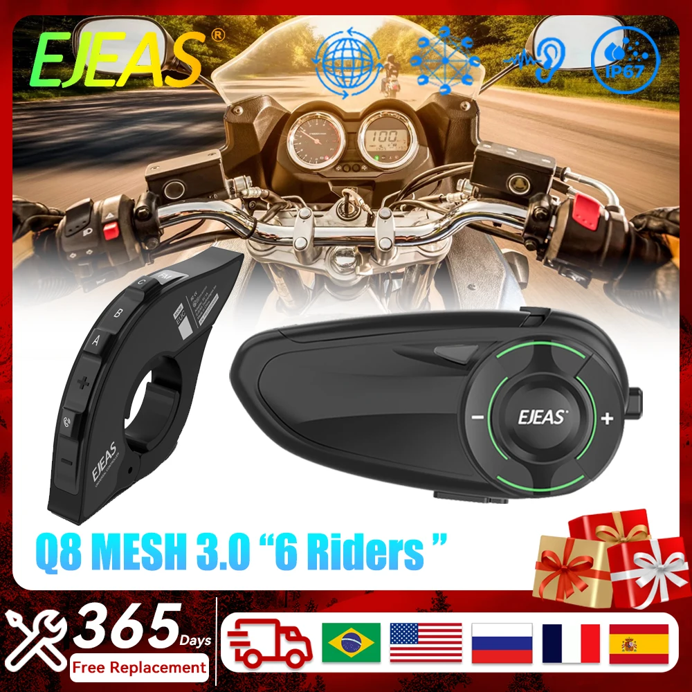 EJEAS Q8 Мотоциклетный шлем Mesh3.0 Групповой домофон с дистанционным управлением EUC Bluetooth5.1 Гарнитура для 6 гонщиков 1000M BT5.1 Talking
EJEAS Q8 Мотоциклетный шлем Mesh3.0 Групповой домофон с дистанционным управлением EUC Bluetooth5.1 Гарнитура для 6 гонщиков 1000M BT5.1 Talking