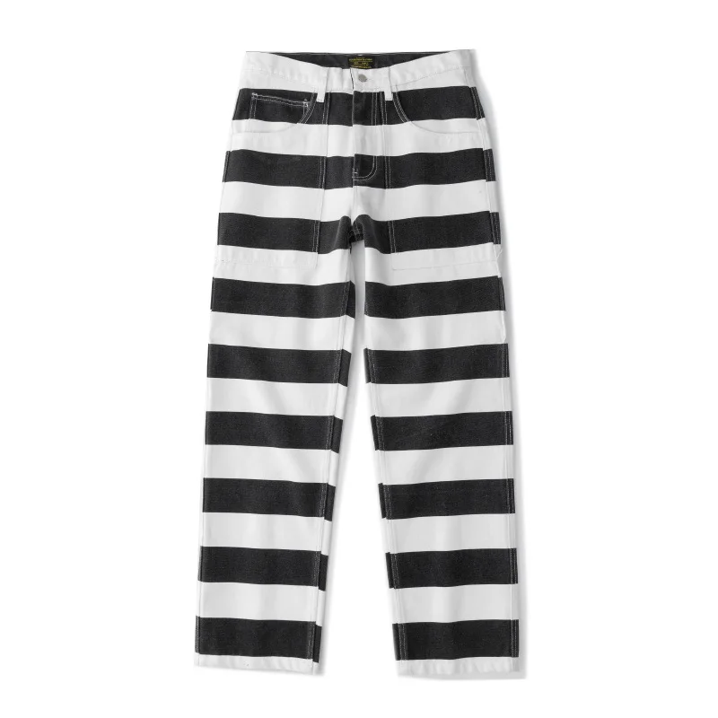 OKONKWO American Retro Workwear Pants Wide Stripe Prisoner orm Roer Casual Trousers Loose Fit Cotton Urban Sle
OKONKWO American Retro Workwear Pants Wide Stripe Prisoner orm Roer Casual Trousers Loose Fit Cotton Urban Sle