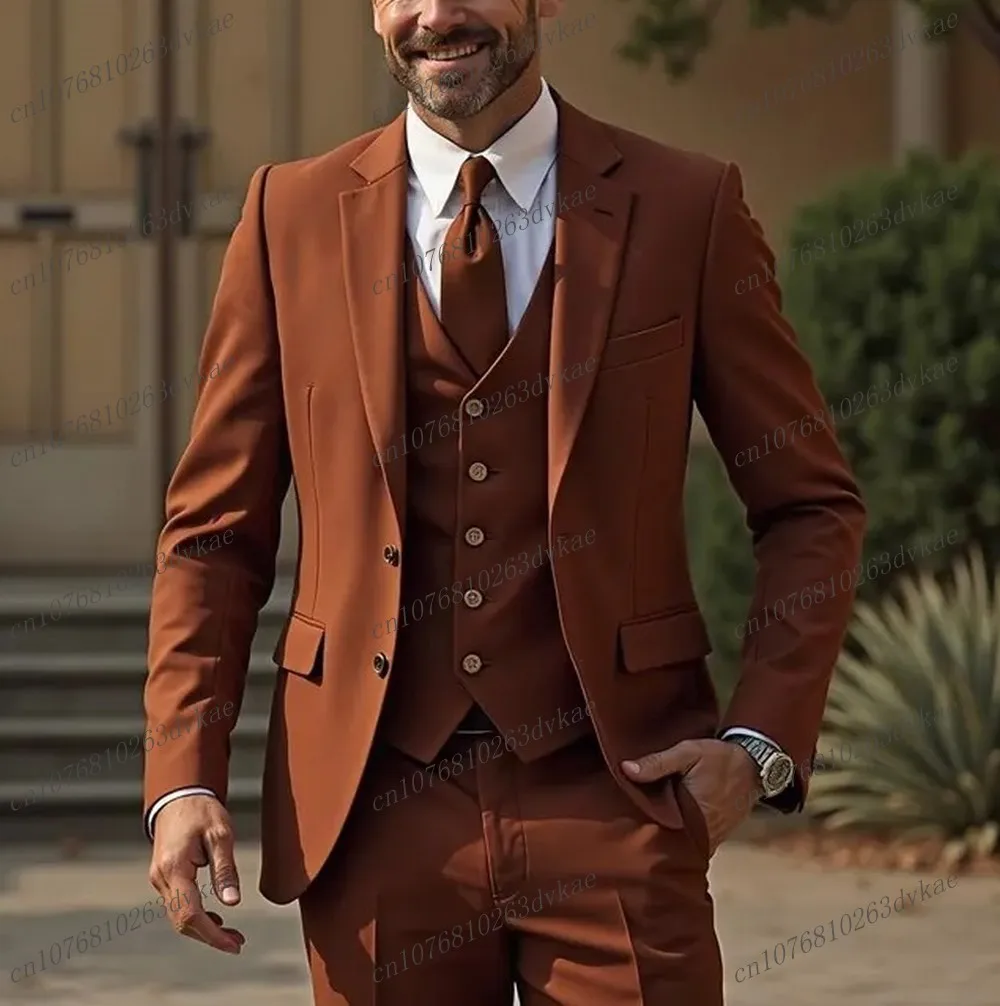 Dark Orange Men Suit Groom Groomsman Wedding Party Prom Business Formal Occasion Male Tuxedos 3 Piece Set Jacket Vest Pants
Dark Orange Men Suit Groom Groomsman Wedding Party Prom Business Formal Occasion Male Tuxedos 3 Piece Set Jacket Vest Pants