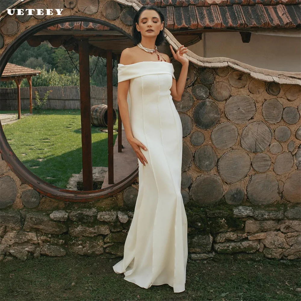 UETEEY Customized Off Shoulder Simple Crepe Mermaid Wedding Dress For Women Elegant Lace Up Back Floor Length vestidos de novia
UETEEY Customized Off Shoulder Simple Crepe Mermaid Wedding Dress For Women Elegant Lace Up Back Floor Length vestidos de novia