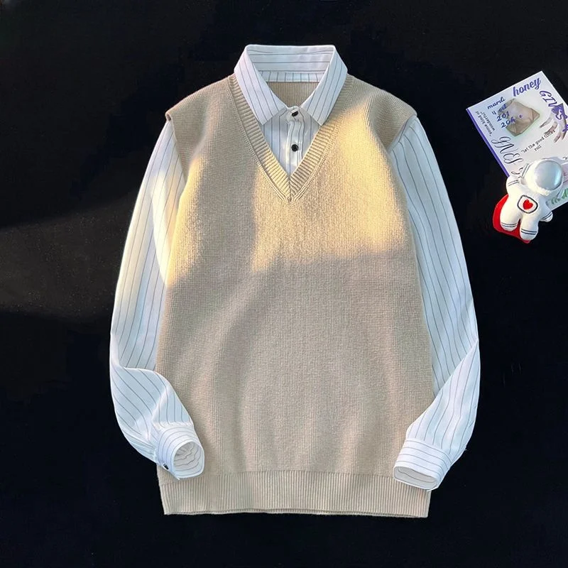 Autumn Winter Large Size 300 Pou Fake Two-Piece Vertical Striped Patchwork Men's irt Sweatirt Hong Kong Sle Base Lay...
Autumn Winter Large Size 300 Pou Fake Two-Piece Vertical Striped Patchwork Men's irt Sweatirt Hong Kong Sle Base Lay...