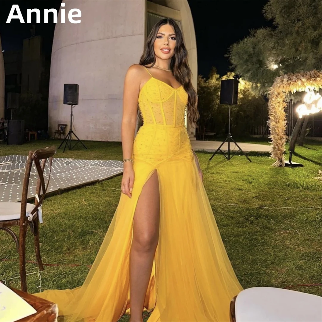 Annie Yellow Prom Dresses Beaded Tulle 2024 Evening Dress فساتين السهرة A-shaped Wedding Formal Occasions Party Dresses
Annie Yellow Prom Dresses Beaded Tulle 2024 Evening Dress فساتين السهرة A-shaped Wedding Formal Occasions Party Dresses