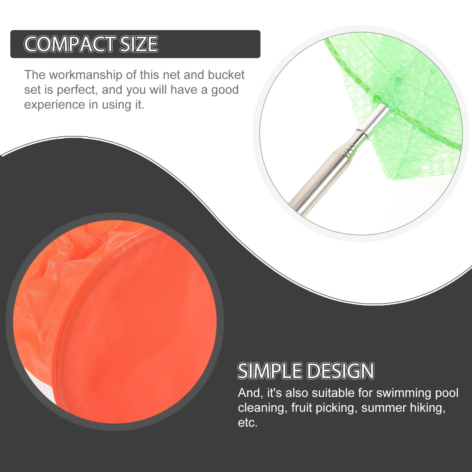 2Pcs Outdoor Stainless Steel Fishing Net And Collapsible Water Catching Bucket Set
2Pcs Outdoor Stainless Steel Fishing Net And Collapsible Water Catching Bucket Set