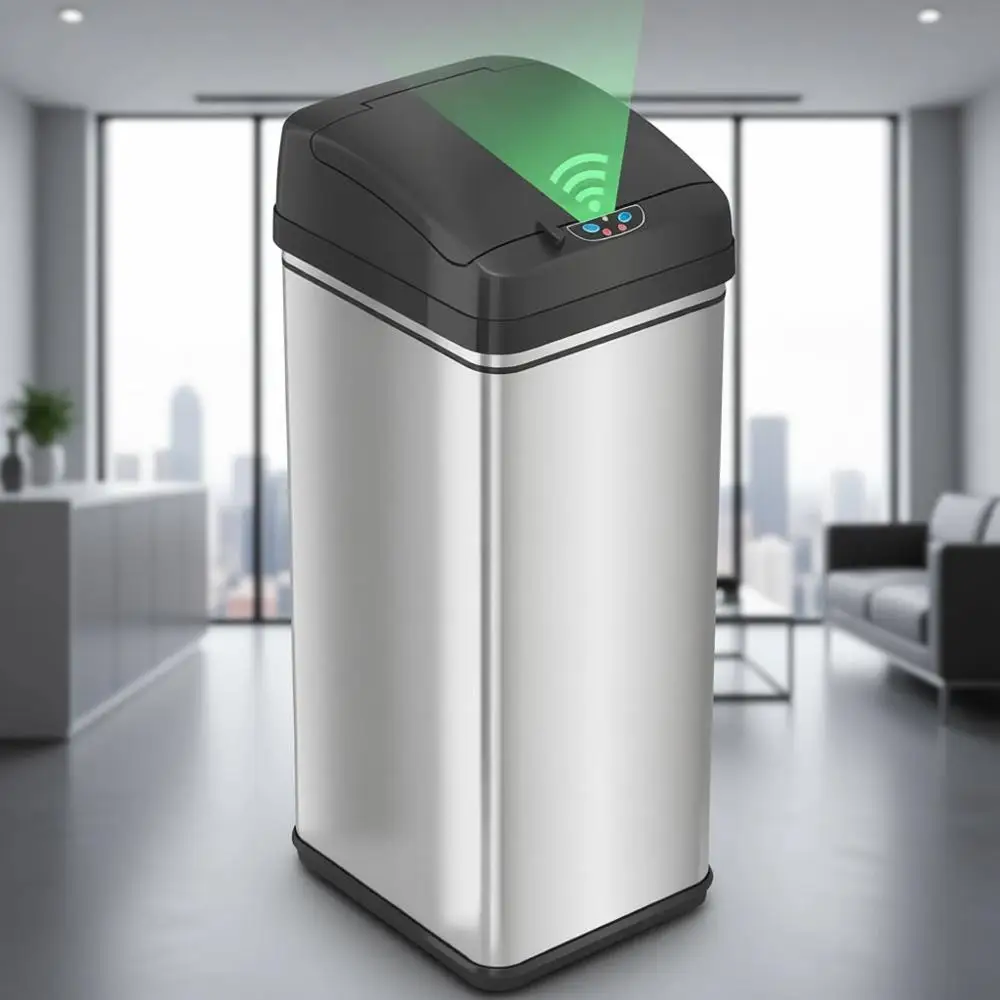 13 Gallon Automatic Sensor Trash Can with Lid, Odor Filter, Fingerprint-Proof Stainless Steel, Pet-Proof Lock, Soft-Close, Silve
13 Gallon Automatic Sensor Trash Can with Lid, Odor Filter, Fingerprint-Proof Stainless Steel, Pet-Proof Lock, Soft-Close, Silve