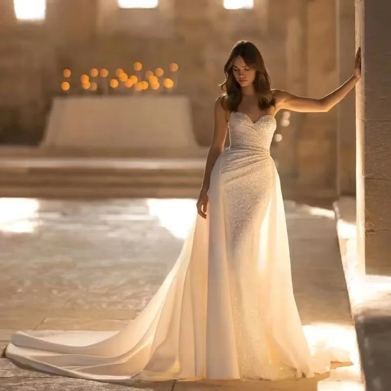 Customized Mesmerizing Mermaid Wedding Dresses Shimmering Sequins Lace Sequined Ruched Pleats 2 In 1 Bride Gowns Vestidos de nov
Customized Mesmerizing Mermaid Wedding Dresses Shimmering Sequins Lace Sequined Ruched Pleats 2 In 1 Bride Gowns Vestidos de nov