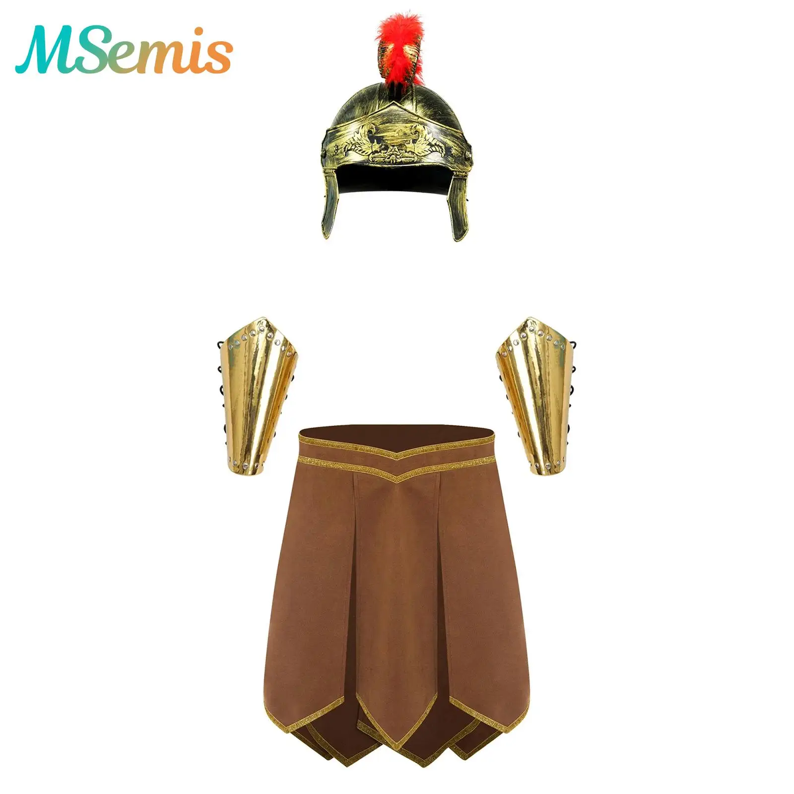 Mens Ancient Romans Gladiator Spartan Warrior Soldier Cosplay Costume Gold Trim Armor Skirt And Crested Helmet And Arm Guards
Mens Ancient Romans Gladiator Spartan Warrior Soldier Cosplay Costume Gold Trim Armor Skirt And Crested Helmet And Arm Guards