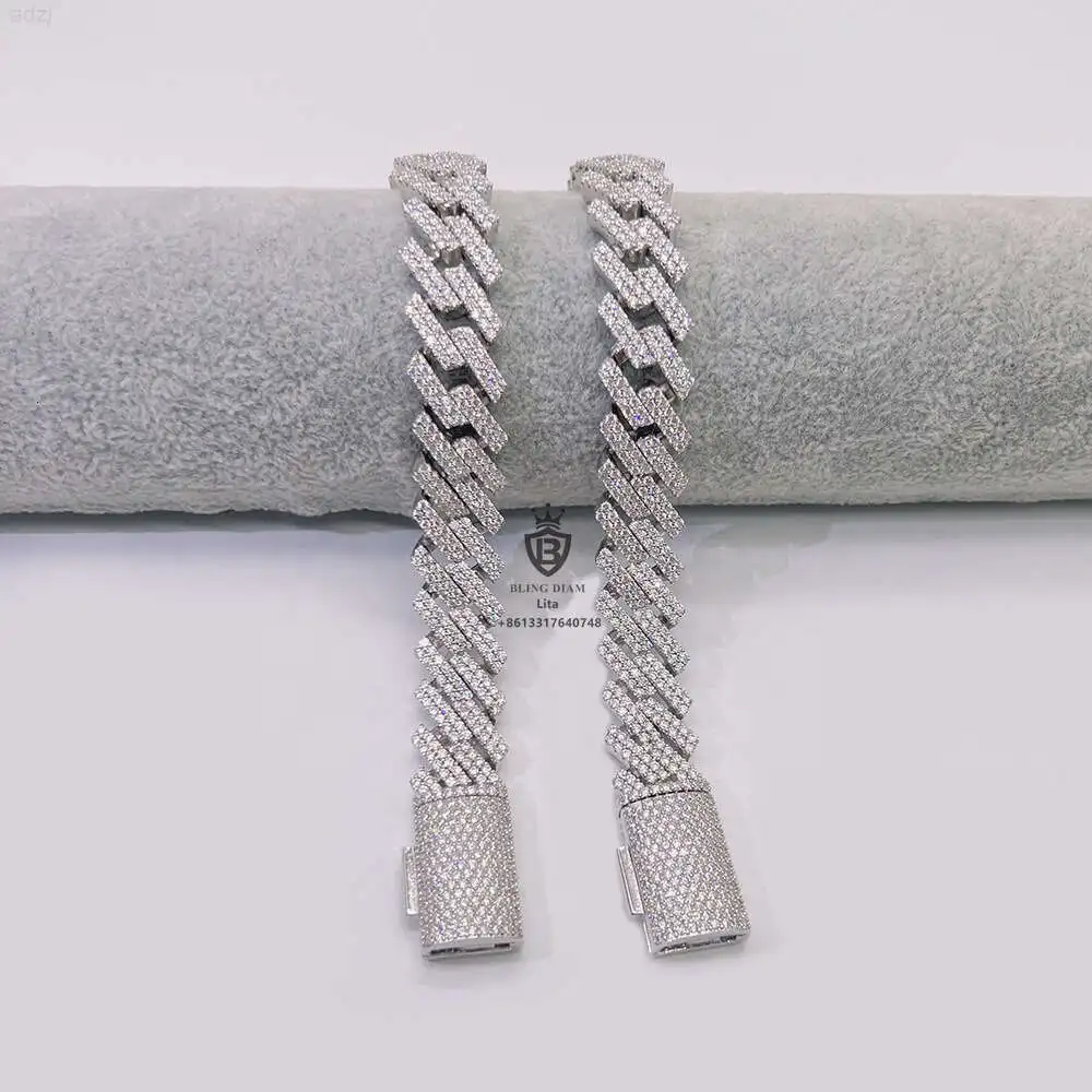 Fashion Design Iced Out Jewelry 15mm Two Rows 925 Silver Cuban Link Chain Mens Moissanite Hip Hop Bracelet
Fashion Design Iced Out Jewelry 15mm Two Rows 925 Silver Cuban Link Chain Mens Moissanite Hip Hop Bracelet