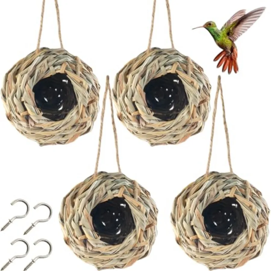 4PCS 5.5inch Hanging Hummingbird Nest House for Outside, Ball Shape, Hand Woven, Durable Sturdy, Made of Natural Grass, Perfect
4PCS 5.5inch Hanging Hummingbird Nest House for Outside, Ball Shape, Hand Woven, Durable Sturdy, Made of Natural Grass, Perfect