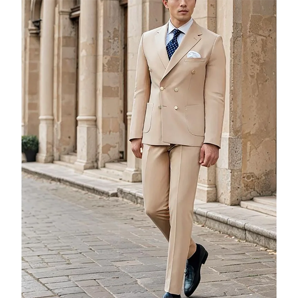 Elegant Man Suits Notch Lapel Double Breasted Slim Fit 2 Piece Prom Banquet Formal Party Smart Casual Blazer Pants Customized
Elegant Man Suits Notch Lapel Double Breasted Slim Fit 2 Piece Prom Banquet Formal Party Smart Casual Blazer Pants Customized