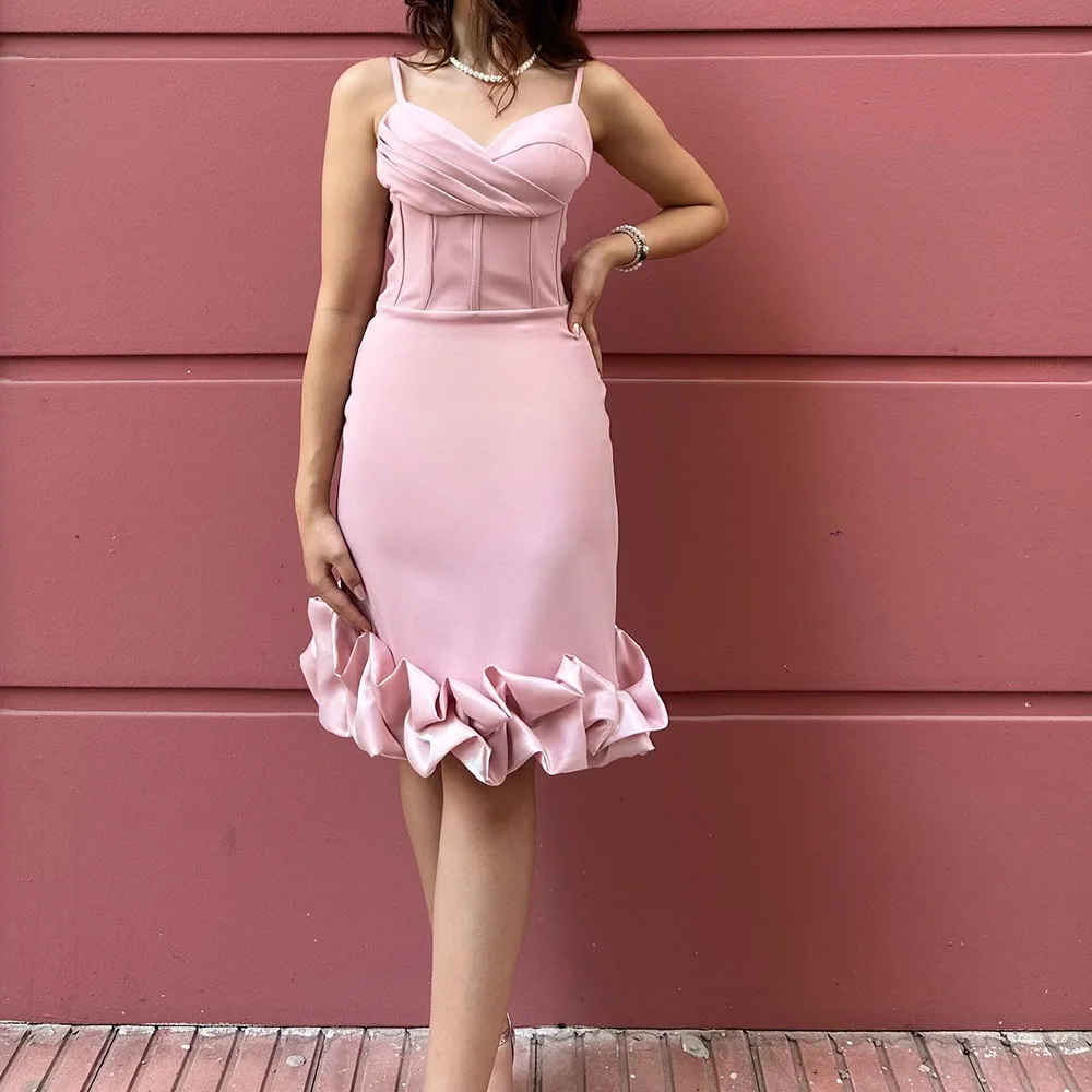 Customized Straight Prom Dresses Knee-Length Spaghetti Strap Sleeveless Evening Gown Fashion Pleat Ruched Simple Party Gown
Customized Straight Prom Dresses Knee-Length Spaghetti Strap Sleeveless Evening Gown Fashion Pleat Ruched Simple Party Gown