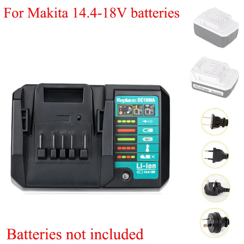 DC18WA Portable Rechargeable Battery Charger Lithium Battery Rapid Charger Compatible with For Makita 14.4V/18V Li-ion Batteries
DC18WA Portable Rechargeable Battery Charger Lithium Battery Rapid Charger Compatible with For Makita 14.4V/18V Li-ion Batteries