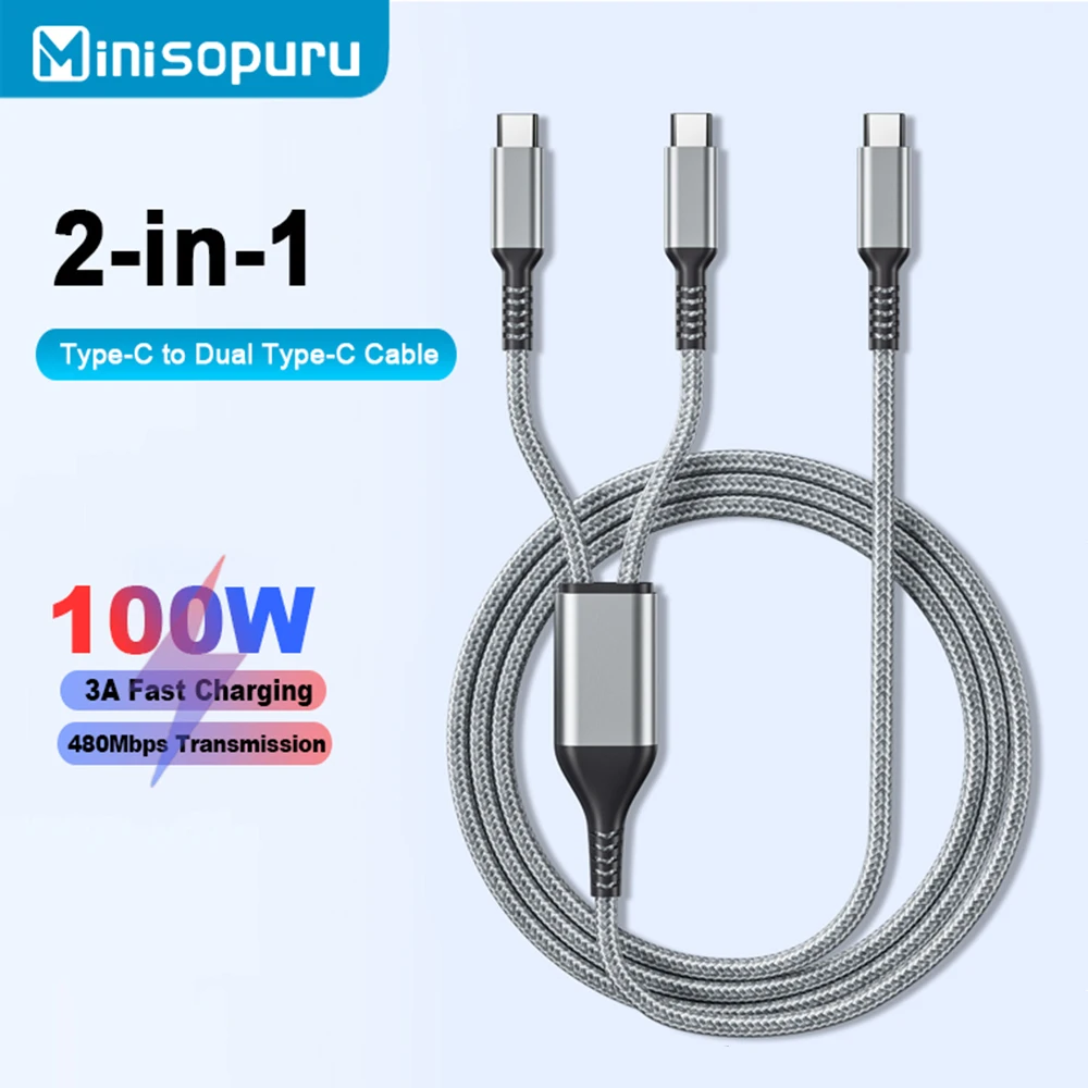 Minisopuru 2-в-1 Type-C кабель PD 100 Вт для быстрой зарядки USB C к двойному зарядному устройству Type-C для iPhone 16 15 ноутбуков Huawei Xiaomi
Minisopuru 2-в-1 Type-C кабель PD 100 Вт для быстрой зарядки USB C к двойному зарядному устройству Type-C для iPhone 16 15 ноутбуков Huawei Xiaomi