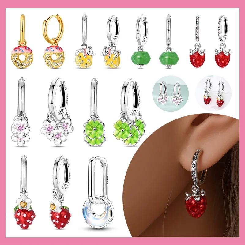 S925 Silver Strawberry Clover Hoop Earrings Colored Zircon Original Design Earrings Making Original Jewelry for Women Fine Gifts
S925 Silver Strawberry Clover Hoop Earrings Colored Zircon Original Design Earrings Making Original Jewelry for Women Fine Gifts