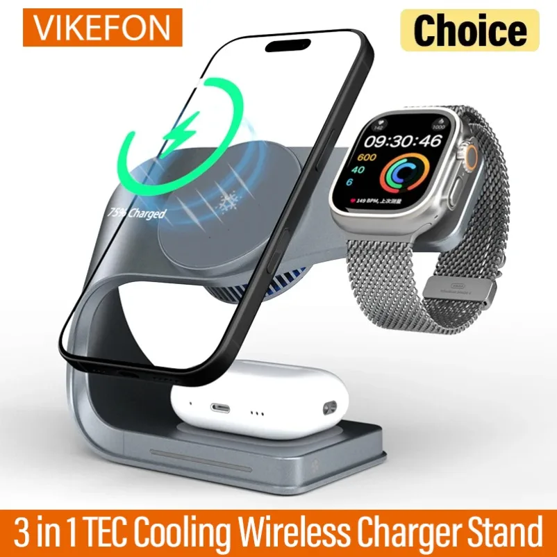 TEC Cooling 3 in 1 Wireless Charger Stand For Magsafe iPhone 17~12 Pro Max Apple Watch 9/8/7 Airpods Pro Magnetic Fast Charging
TEC Cooling 3 in 1 Wireless Charger Stand For Magsafe iPhone 17~12 Pro Max Apple Watch 9/8/7 Airpods Pro Magnetic Fast Charging