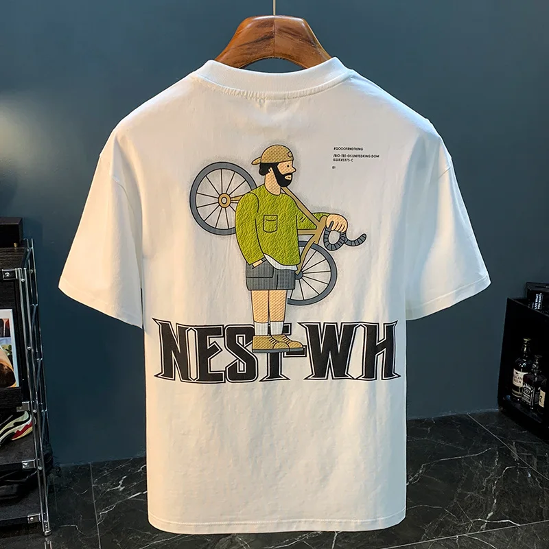 Summer Thin T-shirt Men's Trendy Loose Embroidered Printed Short-Sleeved Top High-Grade Heavy All-Match Casual Clothes
Summer Thin T-shirt Men's Trendy Loose Embroidered Printed Short-Sleeved Top High-Grade Heavy All-Match Casual Clothes