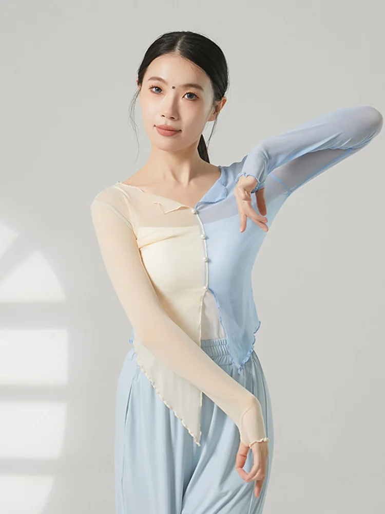 Color Block Irregular Mesh Long Sleeve Dance Top for Women Modern Stage Split Design Breathable Performance Practice Costume
Color Block Irregular Mesh Long Sleeve Dance Top for Women Modern Stage Split Design Breathable Performance Practice Costume