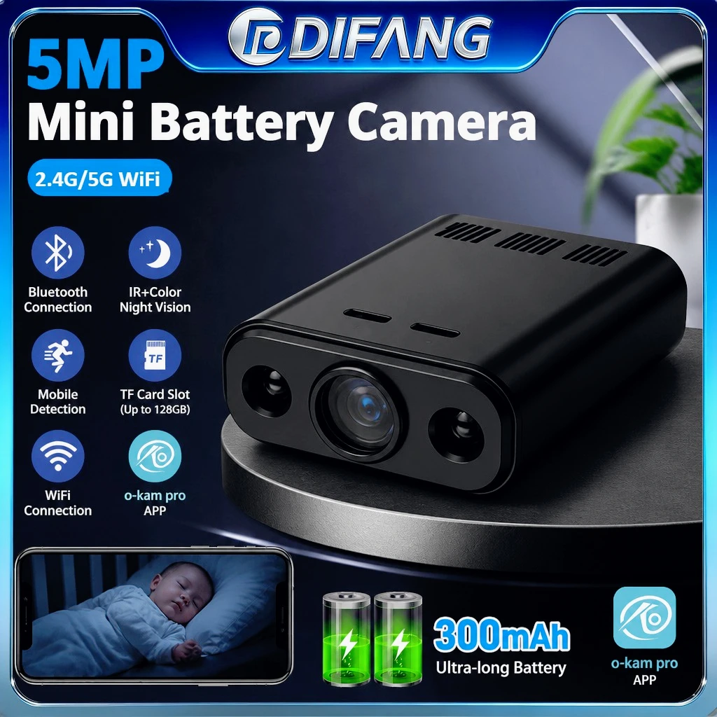 5G WiFi Mini Camera 5MP 2-Way Talk Motion Detection Alerts Night Vision P2P CCTV Baby Monitor Surveillance Pet Video Cam O-kam
5G WiFi Mini Camera 5MP 2-Way Talk Motion Detection Alerts Night Vision P2P CCTV Baby Monitor Surveillance Pet Video Cam O-kam