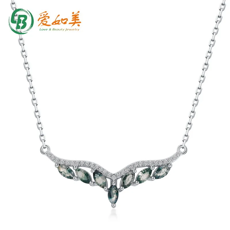 Angel Wings Natural Green Moss Necklace 18K Gold PT950 Platinum Silver Plated 7-Layer Gold Water Grass Agate Wing Ornament
Angel Wings Natural Green Moss Necklace 18K Gold PT950 Platinum Silver Plated 7-Layer Gold Water Grass Agate Wing Ornament