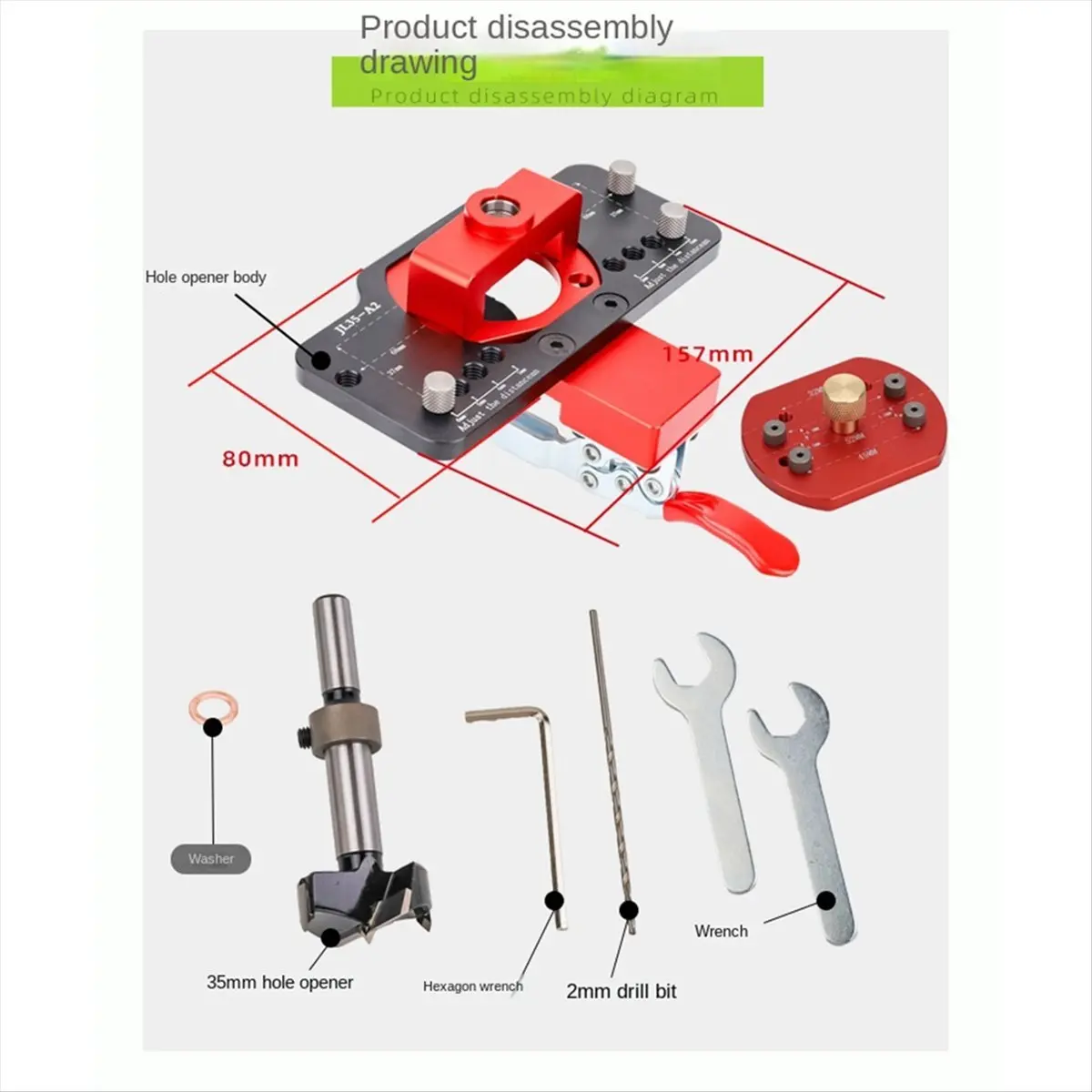 ABCD Woodworking 35MM Hinge Hole Opener Cabinet Door Aircraft Hinge Positioner Auxiliary Tool Hole Distance Adjustable
ABCD Woodworking 35MM Hinge Hole Opener Cabinet Door Aircraft Hinge Positioner Auxiliary Tool Hole Distance Adjustable