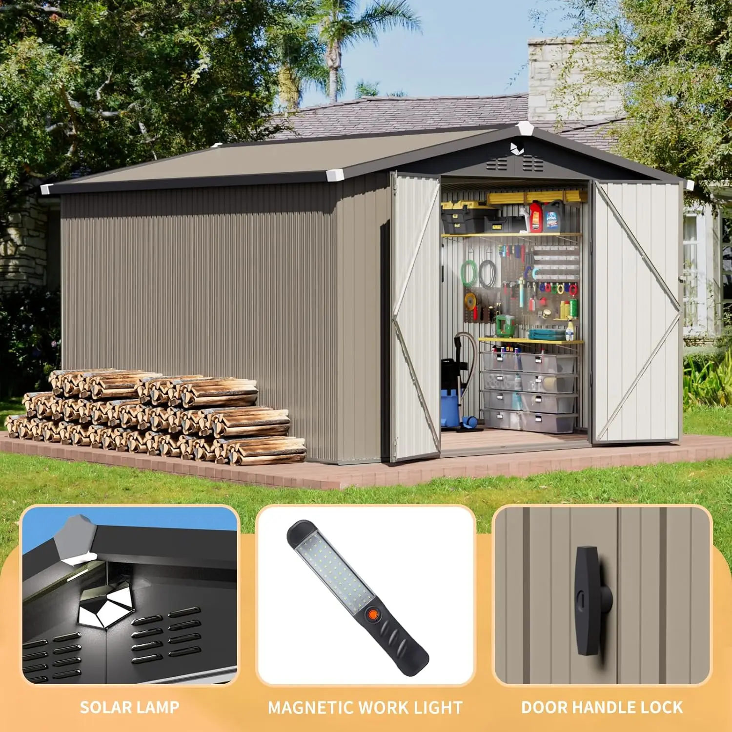 Metal Storage Shed 10x12 FT,Outdoor Storage Building,Large Backyard Sheds with Lockable Doors,Outside Storage Shed, Custom
Metal Storage Shed 10x12 FT,Outdoor Storage Building,Large Backyard Sheds with Lockable Doors,Outside Storage Shed, Custom
