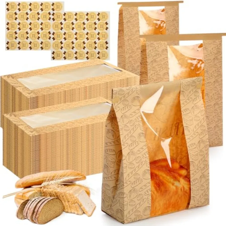 Pack Kraft Paper Bread Bags for Homemade Sourdough Bread Bag with Clear Window 13.7 x 8.2 x 3.5 Large Bakery Packaging for Trea
Pack Kraft Paper Bread Bags for Homemade Sourdough Bread Bag with Clear Window 13.7 x 8.2 x 3.5 Large Bakery Packaging for Trea