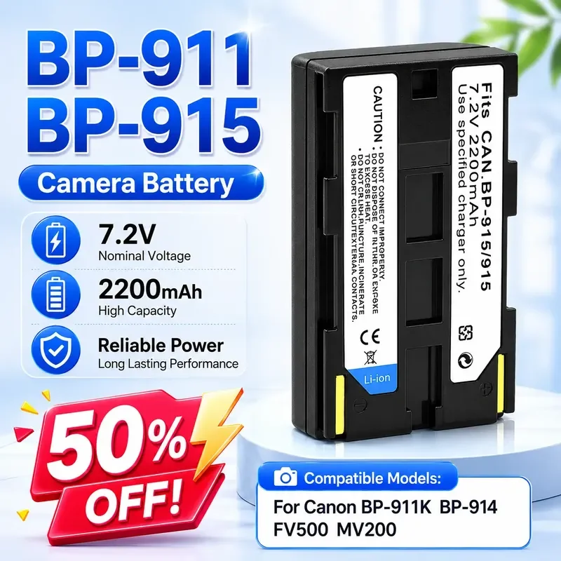 7.2V 2200mAh BP-911/BP-915 for Canon BP-911K BP-914 FV500 MV200 Replacement Camera Battery Rechargeable Li-ion Digital
7.2V 2200mAh BP-911/BP-915 for Canon BP-911K BP-914 FV500 MV200 Replacement Camera Battery Rechargeable Li-ion Digital