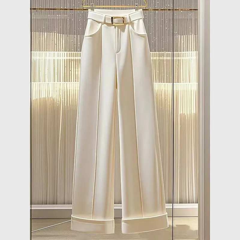 New High End Elegant Wide Leg Pants Women Spring Autumn High Waist Solid Color Office Lady Fashion Trousers with Belt Clothing
New High End Elegant Wide Leg Pants Women Spring Autumn High Waist Solid Color Office Lady Fashion Trousers with Belt Clothing