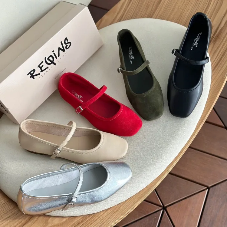 Retro Vintage Flat Bot Ballet oes Women's Mary Jane Bule oes Leather Head Square Spring Autumn Faion Single oes
Retro Vintage Flat Bot Ballet oes Women's Mary Jane Bule oes Leather Head Square Spring Autumn Faion Single oes