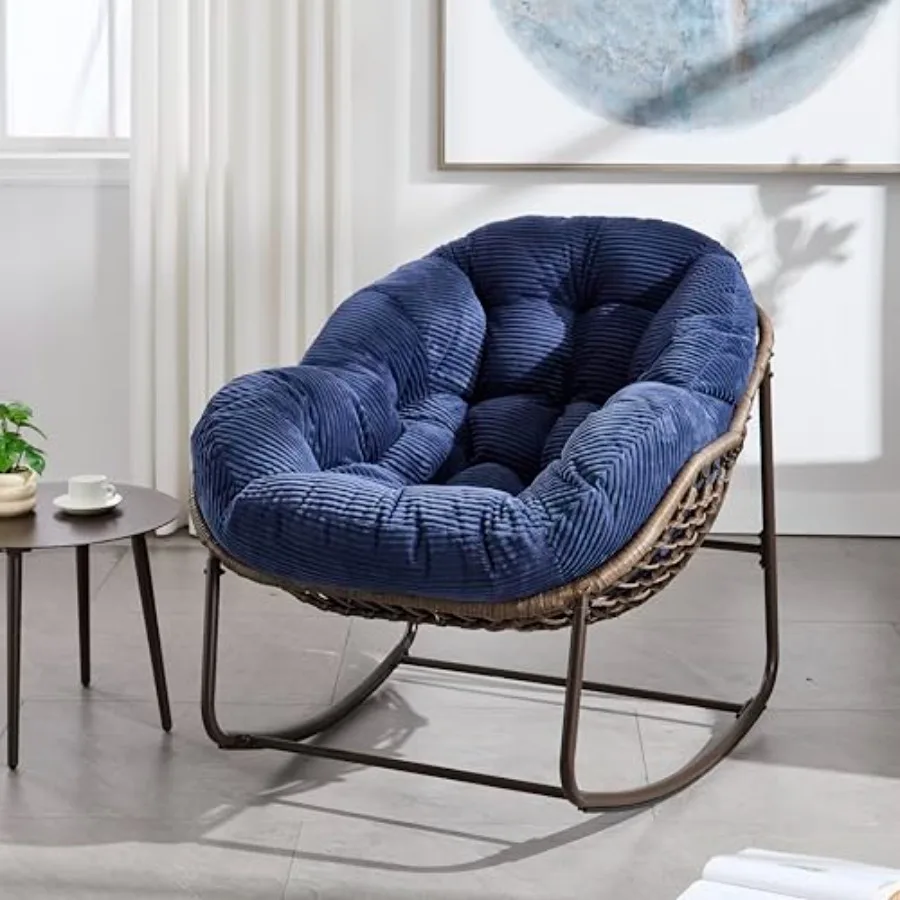 Outdoor Rattan Rocking Chair with Corduroy Cushion, Oversized Patio Rocker Recliner, Ergonomic Wicker Lounge Chair with Steel F
Outdoor Rattan Rocking Chair with Corduroy Cushion, Oversized Patio Rocker Recliner, Ergonomic Wicker Lounge Chair with Steel F