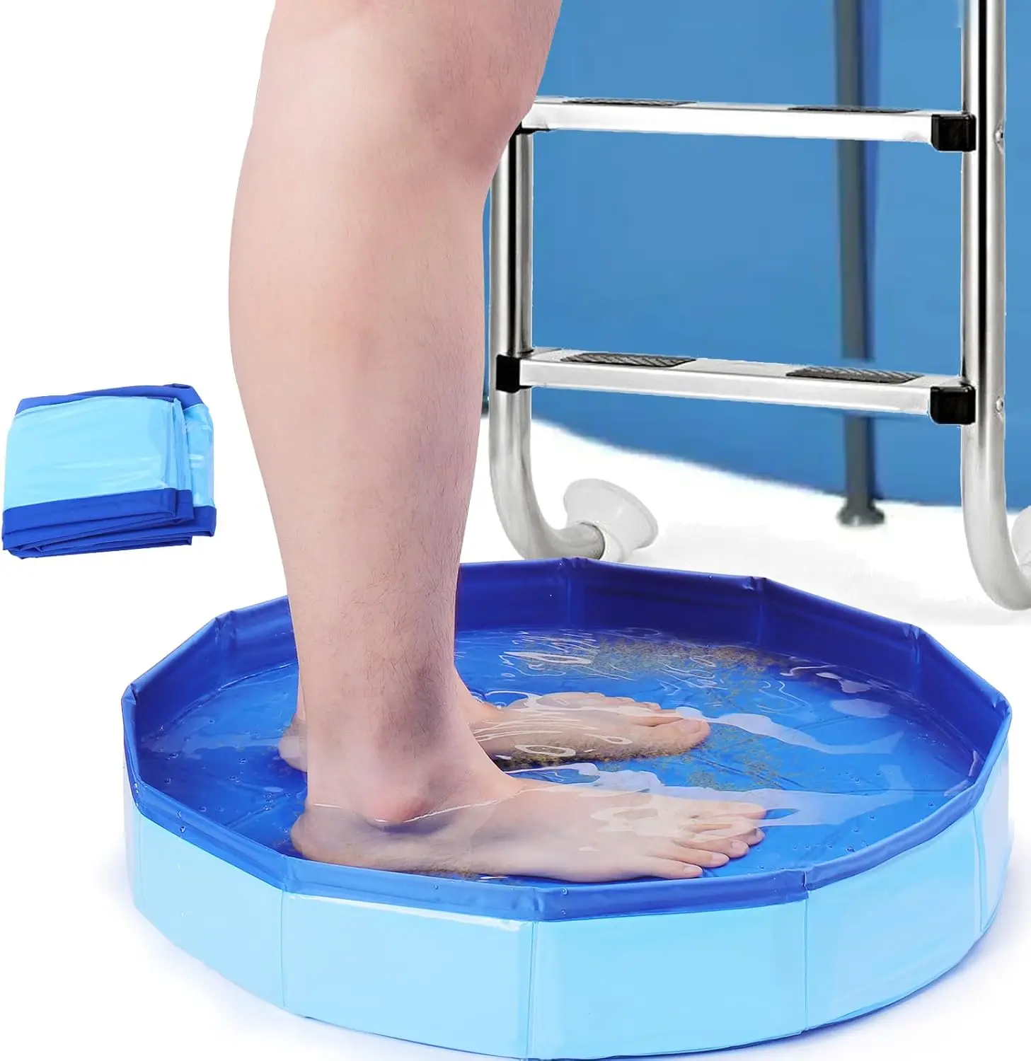 Foldable Foot Soaking Bath Basin for Pool Entry, Portable Inflatable-Free, Blue
Foldable Foot Soaking Bath Basin for Pool Entry, Portable Inflatable-Free, Blue