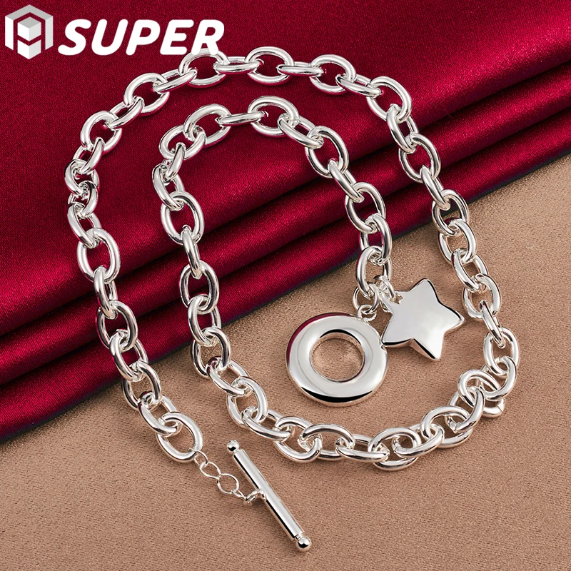 925 Sterling Silver Star Pendant Necklace Woman Man 18 Inches Chain Wedding Engagement Party Jewelry
925 Sterling Silver Star Pendant Necklace Woman Man 18 Inches Chain Wedding Engagement Party Jewelry