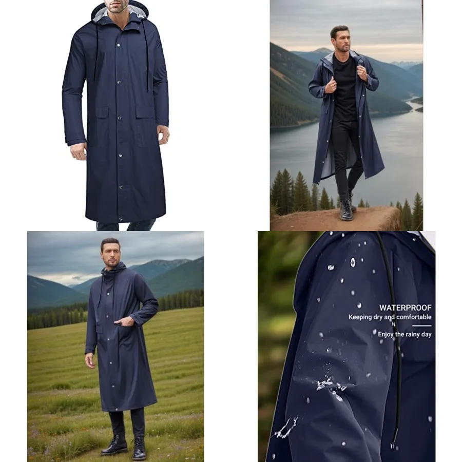 Men's Rain Jacket with Hood Waterproof Lightweight Active Long Raincoat
Men's Rain Jacket with Hood Waterproof Lightweight Active Long Raincoat