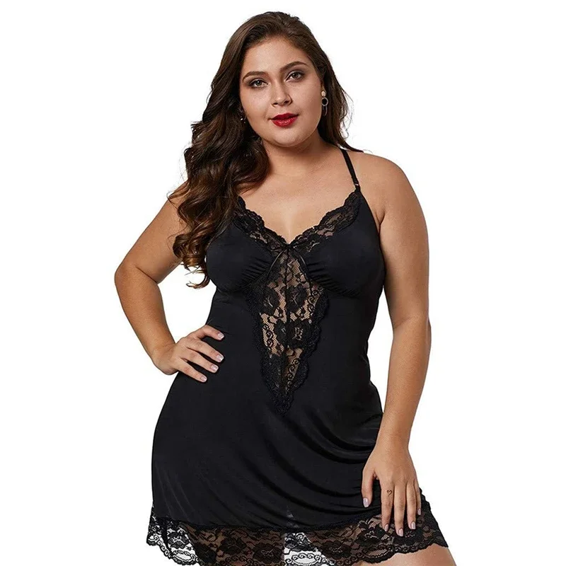 Women Spaghetti Straps Nightgowns Lace Sexy Sleepdress Plus Size Nightdress Satin Lingerie Sets Women's Pajamas Home Clothes 
Women Spaghetti Straps Nightgowns Lace Sexy Sleepdress Plus Size Nightdress Satin Lingerie Sets Women's Pajamas Home Clothes