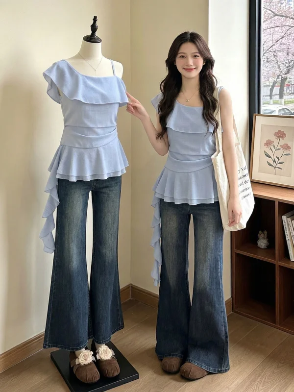 Light Blue Lace Trim Shoulder Bared Short Sleeve T Shirt Women's Beautiful Summer New Style plus Size Korean Version Loose Fit
Light Blue Lace Trim Shoulder Bared Short Sleeve T Shirt Women's Beautiful Summer New Style plus Size Korean Version Loose Fit