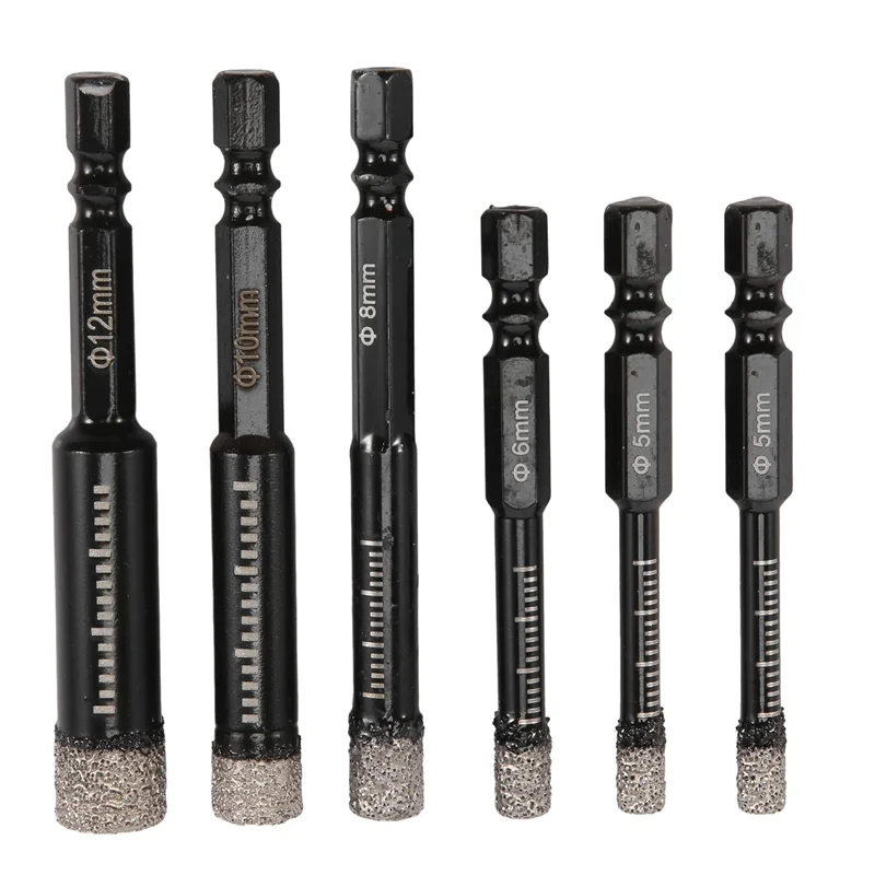 A84E-6Pc Black Dry Diamond Drill Bits Set For Granite Marble Tile Stone Glass Hard Materials 5/6/8/10/12Mm
A84E-6Pc Black Dry Diamond Drill Bits Set For Granite Marble Tile Stone Glass Hard Materials 5/6/8/10/12Mm