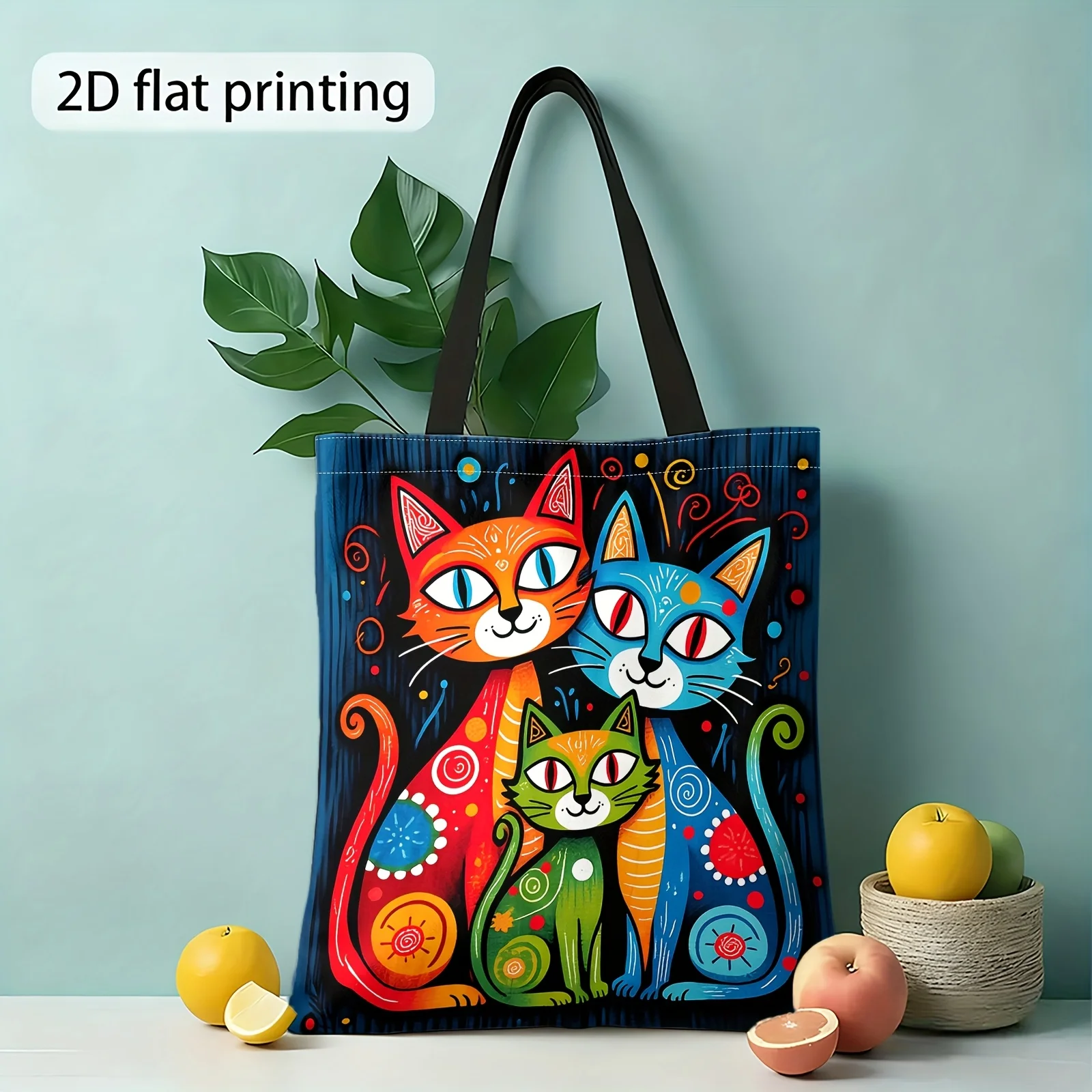 Сумка-шоппер с 2D-печатью, красочный узор с кошками, многоразовая сумка для покупок, женская сумка через плечо
Сумка-шоппер с 2D-печатью, красочный узор с кошками, многоразовая сумка для покупок, женская сумка через плечо