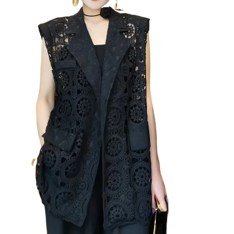 Fashion Hollow Stacked Vest Women's Spring or Summer Transcendent Design Sense Niche Loose Sleeveless Suit Collar Vest Dress Set
Fashion Hollow Stacked Vest Women's Spring or Summer Transcendent Design Sense Niche Loose Sleeveless Suit Collar Vest Dress Set