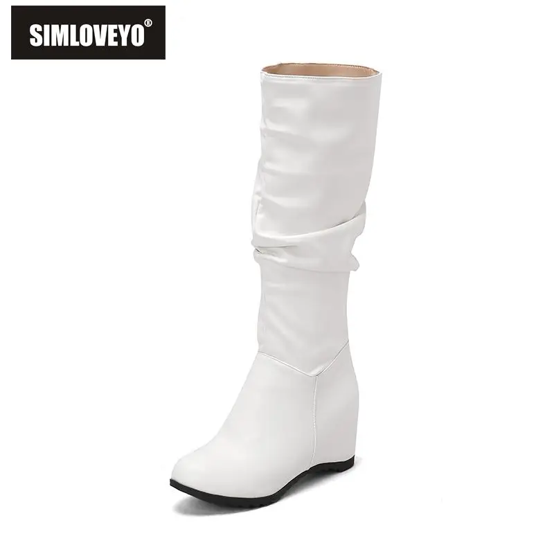SIMLOVEYO Female Knee High Boots Round Toe Heel 7cm Slip On Size 42 43 Sweet Pleated Fashion Girls Booties
SIMLOVEYO Female Knee High Boots Round Toe Heel 7cm Slip On Size 42 43 Sweet Pleated Fashion Girls Booties