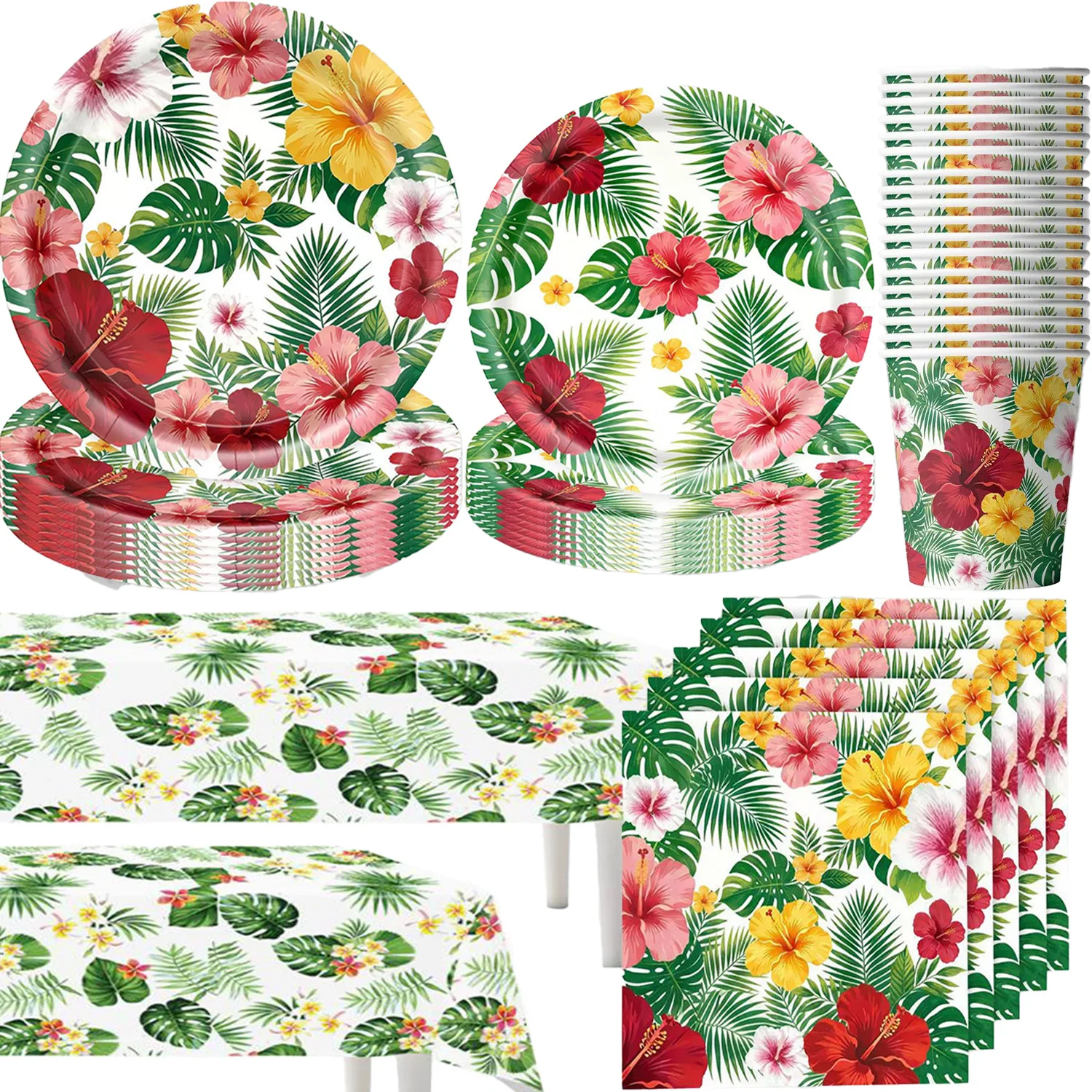 Aloha Tropical Hawaiian Hibiscus Birthday Tableware Set Paper Plates Cups Napkins Summer Luau Beach Party for Kids Adult Gifts
Aloha Tropical Hawaiian Hibiscus Birthday Tableware Set Paper Plates Cups Napkins Summer Luau Beach Party for Kids Adult Gifts
