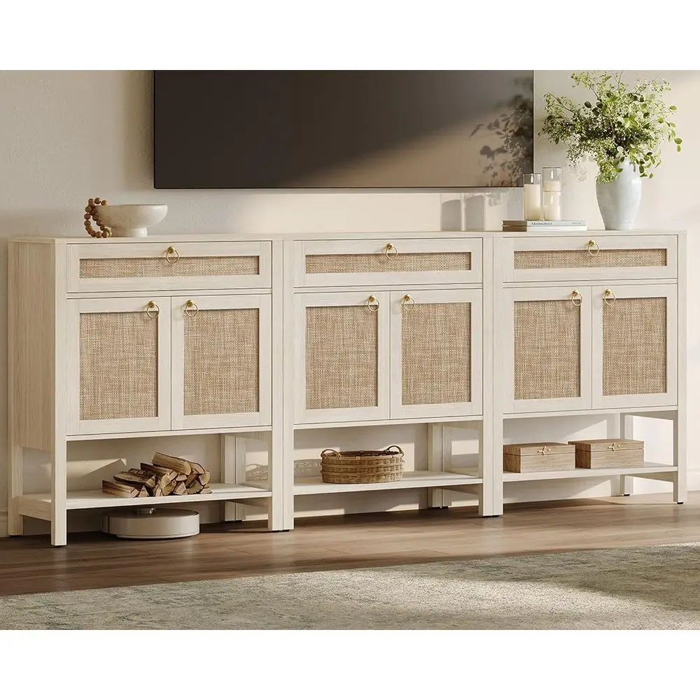 Stylish Rattan Sideboard with 3 Drawers & Doors, 100.5 Long, 39 Tall, Perfect for Living Room or Entryway Storage
Stylish Rattan Sideboard with 3 Drawers & Doors, 100.5 Long, 39 Tall, Perfect for Living Room or Entryway Storage