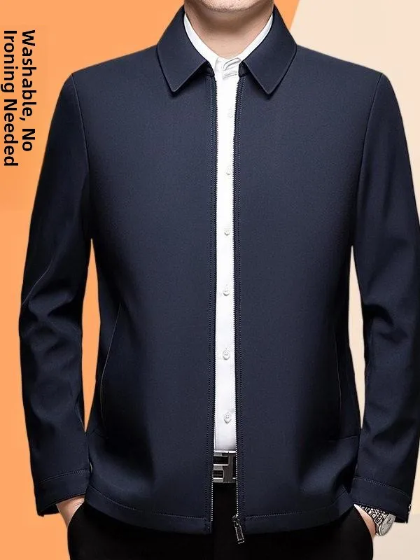 Spring Autumn Thin Silk Jaet Men's Casual Turn-down Collar Color Busin Casual Iron-free Coat Dad Clothes
Spring Autumn Thin Silk Jaet Men's Casual Turn-down Collar Color Busin Casual Iron-free Coat Dad Clothes