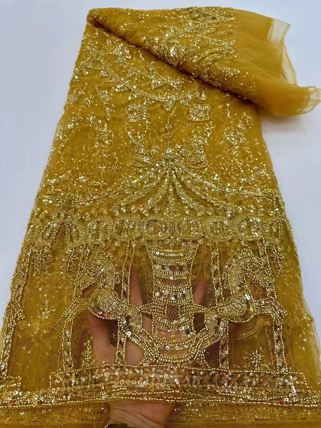 African Sequins Beaded Net Lace Fabrics High Quality Embroidery French Nigerian Groom Lace Fabrics For Wedding Dress Sewing
African Sequins Beaded Net Lace Fabrics High Quality Embroidery French Nigerian Groom Lace Fabrics For Wedding Dress Sewing