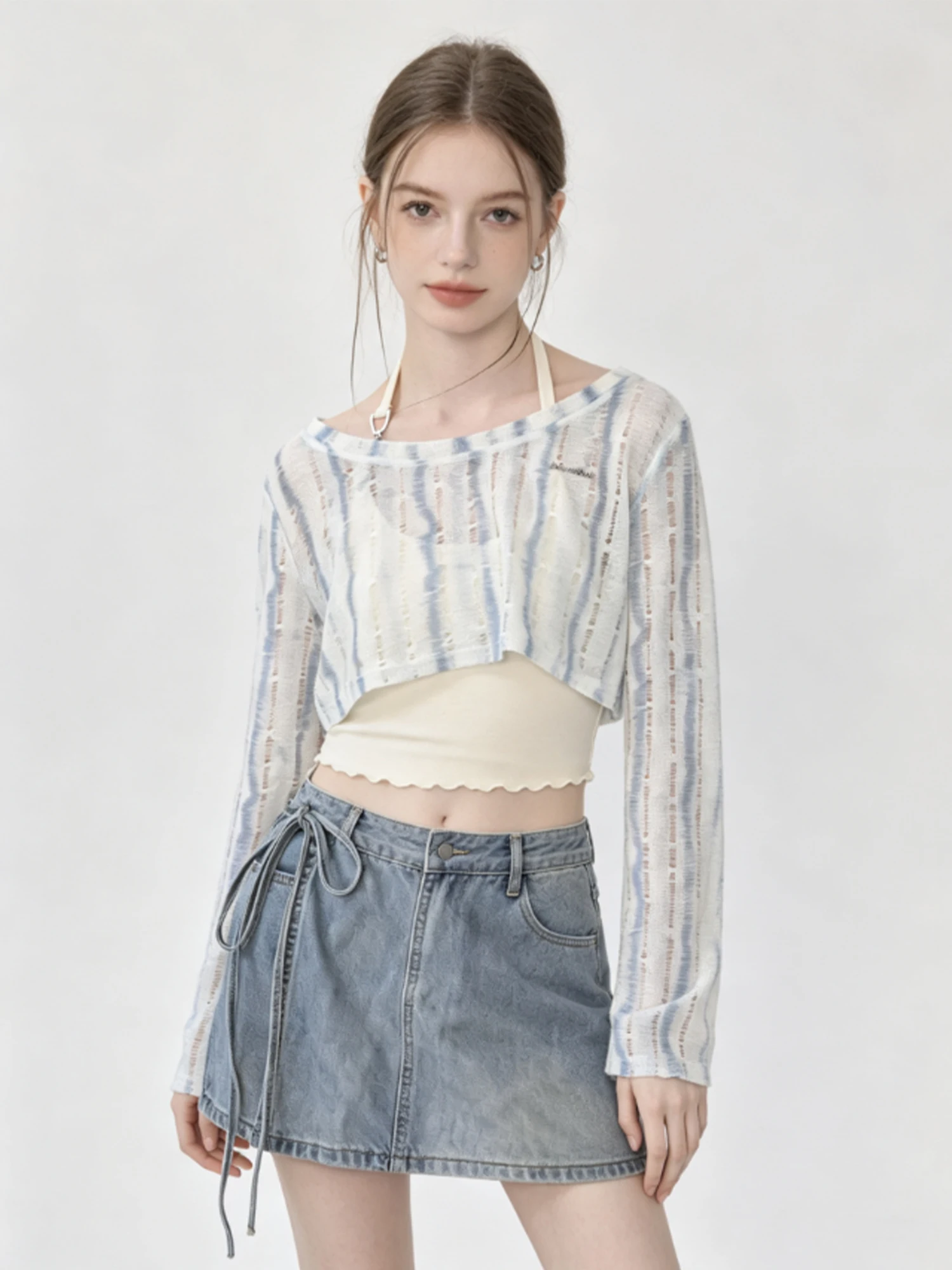 Women Blue Y2K Gyaru T Shirt Two-piece Set Vintage Slim Tee Top Suit Long Sleeve T-Shirt Vest Set for Women Clothes Summer 2026
Women Blue Y2K Gyaru T Shirt Two-piece Set Vintage Slim Tee Top Suit Long Sleeve T-Shirt Vest Set for Women Clothes Summer 2026