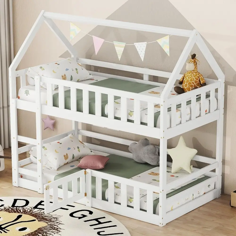 Twin Over Twin Solid Wood Bunk Bed with Ladder, Door, Safety Rails, Suitable for Boys and Girls, Noise-Free, Easy Assembly, Whit
Twin Over Twin Solid Wood Bunk Bed with Ladder, Door, Safety Rails, Suitable for Boys and Girls, Noise-Free, Easy Assembly, Whit