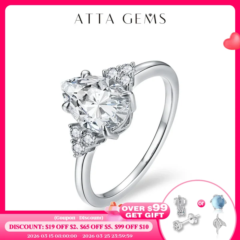 ATTAGEMS New Solid S925 Sliver 2.0ct Moissanite Rings for Women D VVS1 Pear Shape Diamond Engagement Wedding Fine Jewelry Gift
ATTAGEMS New Solid S925 Sliver 2.0ct Moissanite Rings for Women D VVS1 Pear Shape Diamond Engagement Wedding Fine Jewelry Gift