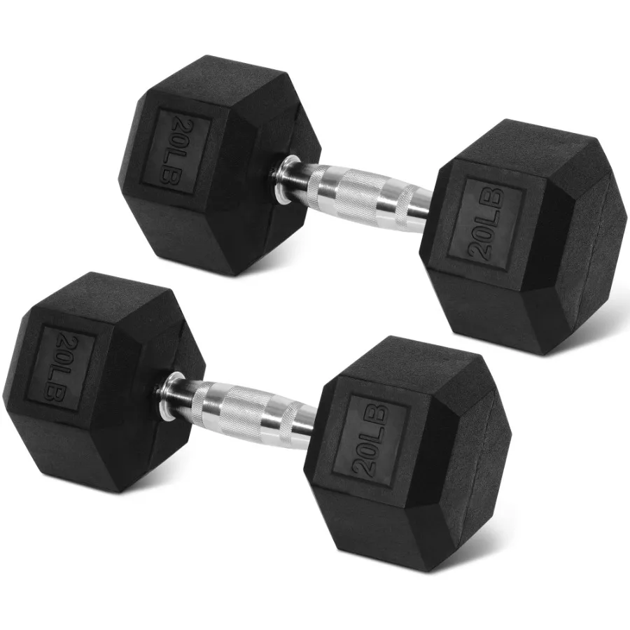Rubber Encased Hex Dumbbells 20 lbs Pair Black
Rubber Encased Hex Dumbbells 20 lbs Pair Black