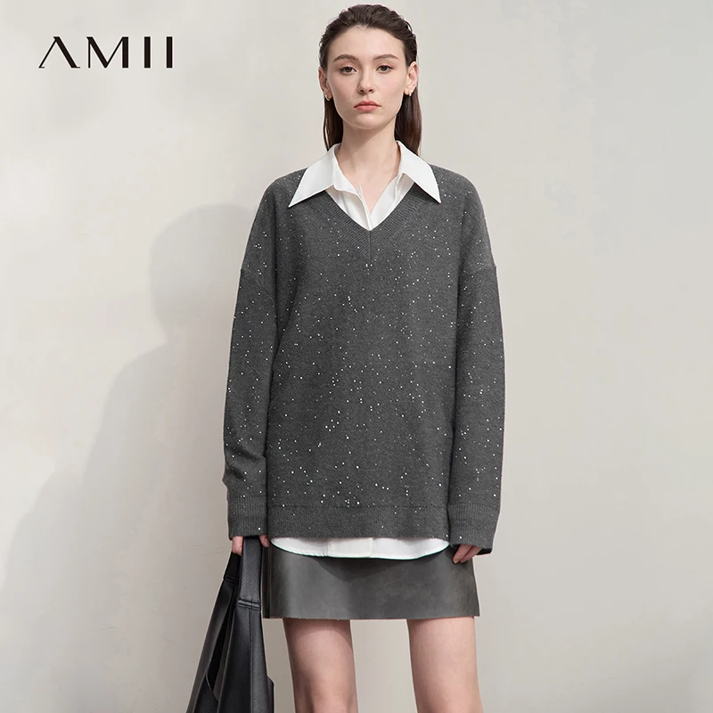 AMII Ladies Sweater 2025 Autumn New Woman Clothing Solid Color Casual V-neck Pullover Long Sleeves Loose Tops For Woman 12543180
AMII Ladies Sweater 2025 Autumn New Woman Clothing Solid Color Casual V-neck Pullover Long Sleeves Loose Tops For Woman 12543180