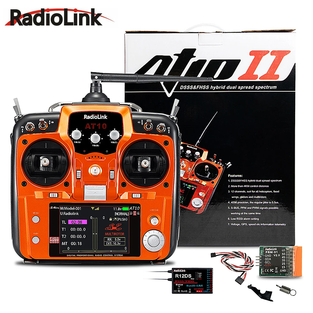 Radiolink AT10II 2.4Ghz 12 Channel RC Transmitter and Receiver R12DS AT10 II PRM-01 Voltage Return for RC Drone Airplane Quad
Radiolink AT10II 2.4Ghz 12 Channel RC Transmitter and Receiver R12DS AT10 II PRM-01 Voltage Return for RC Drone Airplane Quad