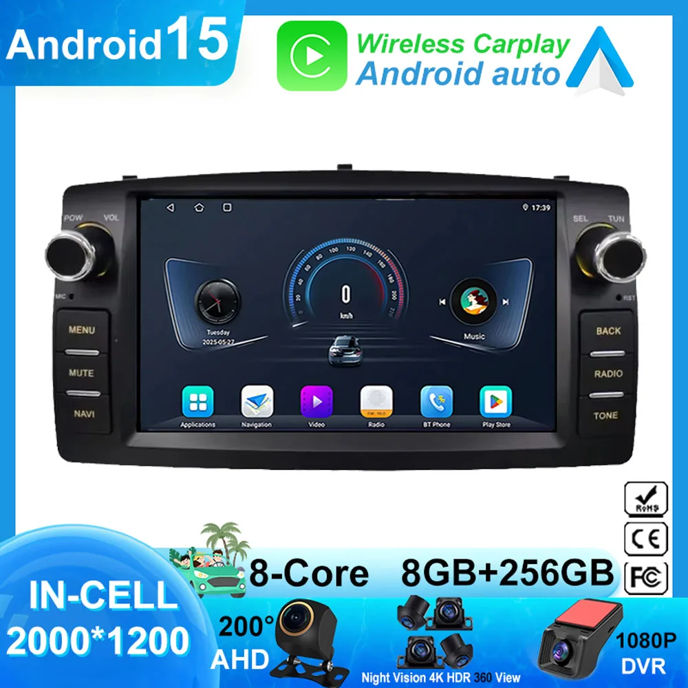 7" Car Radio For Toyota CorollaE120 2003-2006 BYD F3 Carplay Multimedia Player 2Din Auto audio Head Unit Navigation GPs 5G Wifi
7" Car Radio For Toyota CorollaE120 2003-2006 BYD F3 Carplay Multimedia Player 2Din Auto audio Head Unit Navigation GPs 5G Wifi