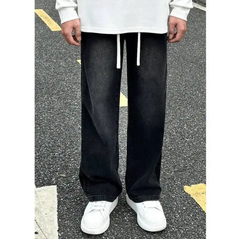 Весенне-осенние мужские потертые уличные повседневные универсальные микро-широкие свободные ковбойские брюки в стиле хип-хоп с завязками и прямыми трубками 
Весенне-осенние мужские потертые уличные повседневные универсальные микро-широкие свободные ковбойские брюки в стиле хип-хоп с завязками и прямыми трубками